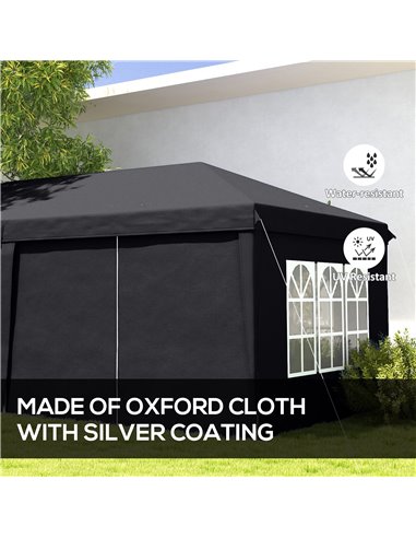Outsunny 3 x 6 m Pop Up Gazebo with Sides and Windows, Height Adjustable Party Tent with Storage Bag for Garden, Camping, Event,