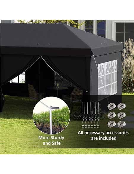 Outsunny 3 x 6 m Pop Up Gazebo with Sides and Windows, Height Adjustable Party Tent with Storage Bag for Garden, Camping, Event, - pic 52466 | FastDaddyshop