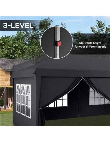 Outsunny 3 x 6 m Pop Up Gazebo with Sides and Windows, Height Adjustable Party Tent with Storage Bag for Garden, Camping, Event,