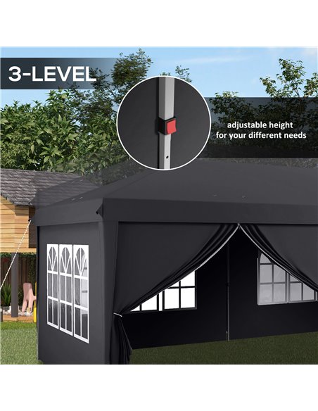 Outsunny 3 x 6 m Pop Up Gazebo with Sides and Windows, Height Adjustable Party Tent with Storage Bag for Garden, Camping, Event, - pic 52467 | FastDaddyshop
