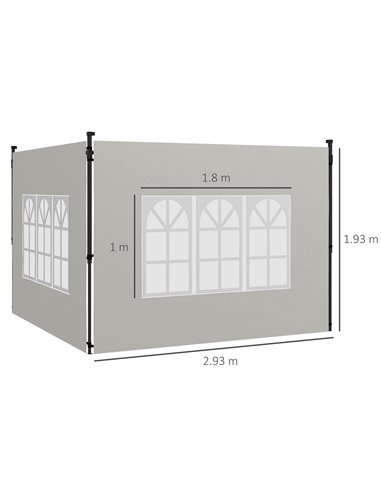 Outsunny Gazebo Side Panels, Sides Replacement with Window for 3x3(m) or 3x6m Gazebo Canopy, 2 Pack, White 84C-533V01WT