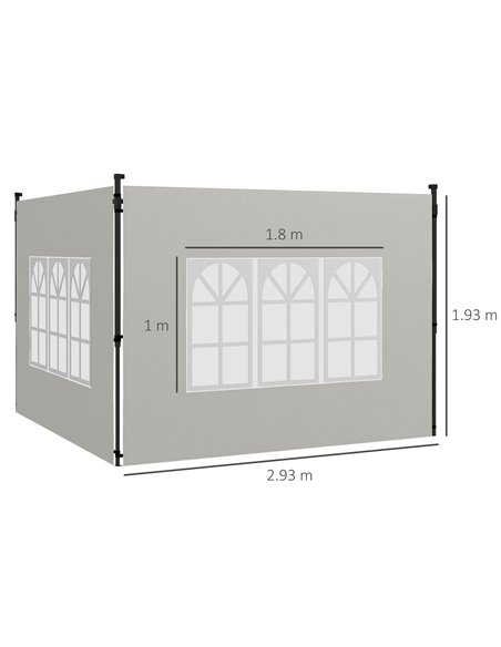 Outsunny Gazebo Side Panels, Sides Replacement with Window for 3x3(m) or 3x6m Gazebo Canopy, 2 Pack, White 84C-533V01WT - pic 52472 | FastDaddyshop