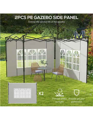 Outsunny Gazebo Side Panels, Sides Replacement with Window for 3x3(m) or 3x6m Gazebo Canopy, 2 Pack, White 84C-533V01WT