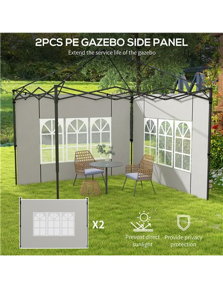 Outsunny Gazebo Side Panels, Sides Replacement with Window for 3x3(m) or 3x6m Gazebo Canopy, 2 Pack, White 84C-533V01WT - pic 52473 | FastDaddyshop