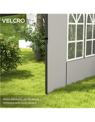 Outsunny Gazebo Side Panels, Sides Replacement with Window for 3x3(m) or 3x6m Gazebo Canopy, 2 Pack, White 84C-533V01WT