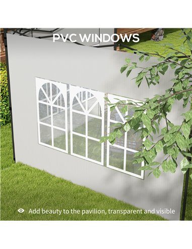 Outsunny Gazebo Side Panels, Sides Replacement with Window for 3x3(m) or 3x6m Gazebo Canopy, 2 Pack, White 84C-533V01WT