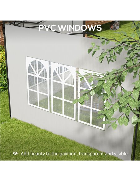 Outsunny Gazebo Side Panels, Sides Replacement with Window for 3x3(m) or 3x6m Gazebo Canopy, 2 Pack, White 84C-533V01WT - pic 52475 | FastDaddyshop