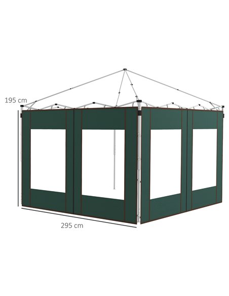 Outsunny Gazebo Side Panels, Replacement Set with Doors and Windows, for 3x3(m) or 3x6m Pop Up Gazebo, Green 84C-488V00GN - pic 52490 | FastDaddyshop