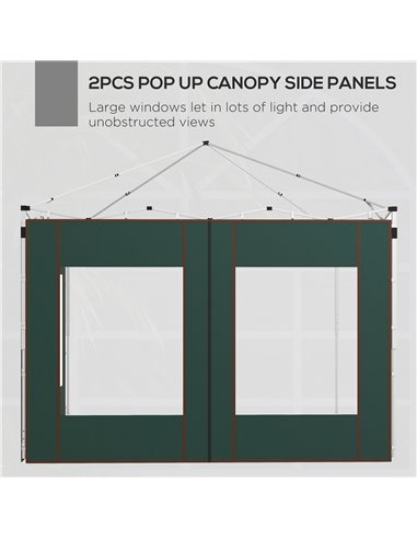 Outsunny Gazebo Side Panels, Replacement Set with Doors and Windows, for 3x3(m) or 3x6m Pop Up Gazebo, Green 84C-488V00GN