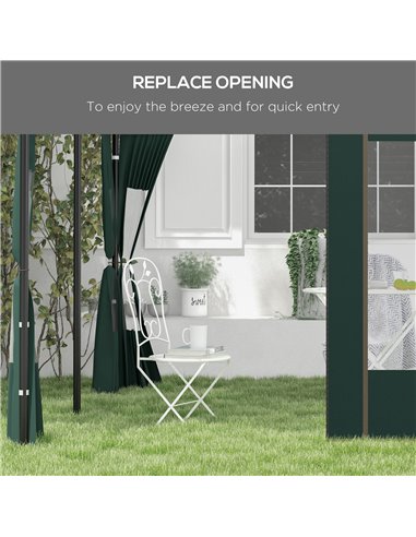 Outsunny Gazebo Side Panels, Replacement Set with Doors and Windows, for 3x3(m) or 3x6m Pop Up Gazebo, Green 84C-488V00GN