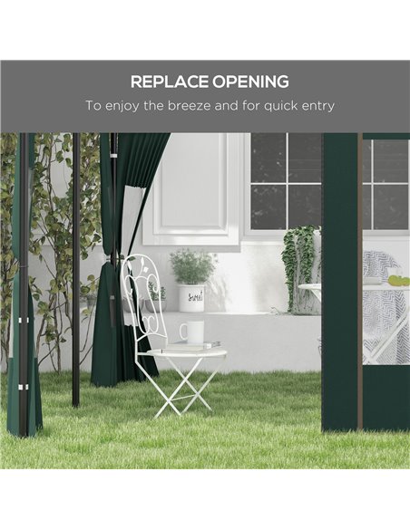 Outsunny Gazebo Side Panels, Replacement Set with Doors and Windows, for 3x3(m) or 3x6m Pop Up Gazebo, Green 84C-488V00GN - pic 52492 | FastDaddyshop
