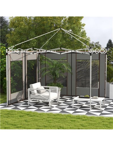 Outsunny Gazebo Side Panels, 2 Pack Sides Replacement, for 3x3(m) or 3x6m Pop Up Gazebo, with Doors and Windows, Grey 84C-488V00
