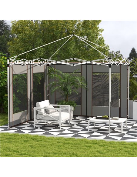 Outsunny Gazebo Side Panels, 2 Pack Sides Replacement, for 3x3(m) or 3x6m Pop Up Gazebo, with Doors and Windows, Grey 84C-488V00 - pic 52498 | FastDaddyshop