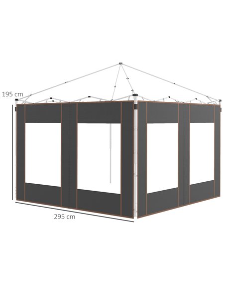 Outsunny Gazebo Side Panels, 2 Pack Sides Replacement, for 3x3(m) or 3x6m Pop Up Gazebo, with Doors and Windows, Grey 84C-488V00 - pic 52499 | FastDaddyshop