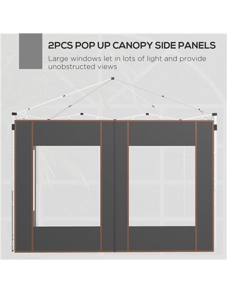 Outsunny Gazebo Side Panels, 2 Pack Sides Replacement, for 3x3(m) or 3x6m Pop Up Gazebo, with Doors and Windows, Grey 84C-488V00 - pic 52500 | FastDaddyshop