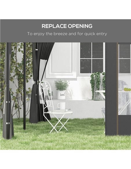 Outsunny Gazebo Side Panels, 2 Pack Sides Replacement, for 3x3(m) or 3x6m Pop Up Gazebo, with Doors and Windows, Grey 84C-488V00 - pic 52501 | FastDaddyshop