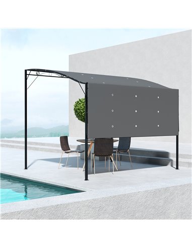 Outsunny 3 x 2.5m Patio Metal Gazebo Door Window Awning Wall Mount Metal Outdoor Shelter Charcoal Grey 84C-135V00CG