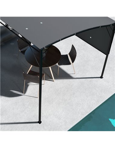 Outsunny 3 x 2.5m Patio Metal Gazebo Door Window Awning Wall Mount Metal Outdoor Shelter Charcoal Grey 84C-135V00CG