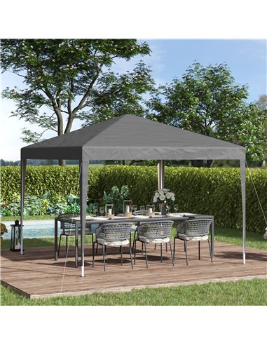 Outsunny 3 x 3 m Garden Pop Up Gazebo Marquee Party Tent Wedding Canopy, Height Adjustable with Carrying Bag, Grey 840-158V00GY