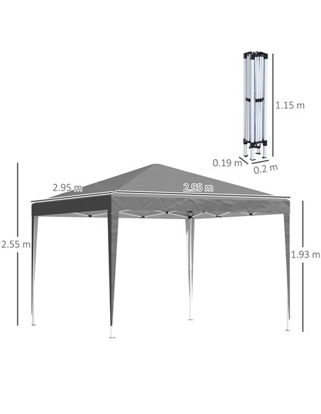 Outsunny 3 x 3 m Garden Pop Up Gazebo Marquee Party Tent Wedding Canopy, Height Adjustable with Carrying Bag, Grey 840-158V00GY - pic 52517 | FastDaddyshop