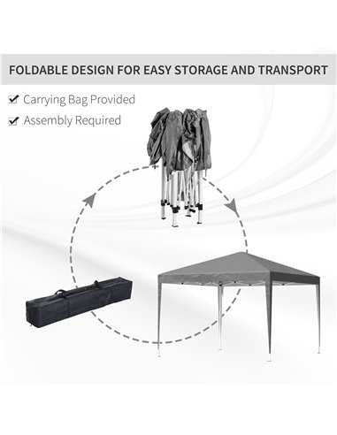 Outsunny 3 x 3 m Garden Pop Up Gazebo Marquee Party Tent Wedding Canopy, Height Adjustable with Carrying Bag, Grey 840-158V00GY