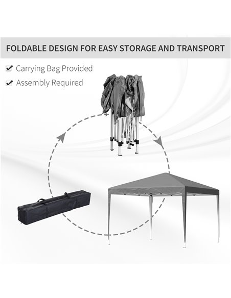 Outsunny 3 x 3 m Garden Pop Up Gazebo Marquee Party Tent Wedding Canopy, Height Adjustable with Carrying Bag, Grey 840-158V00GY - pic 52519 | FastDaddyshop