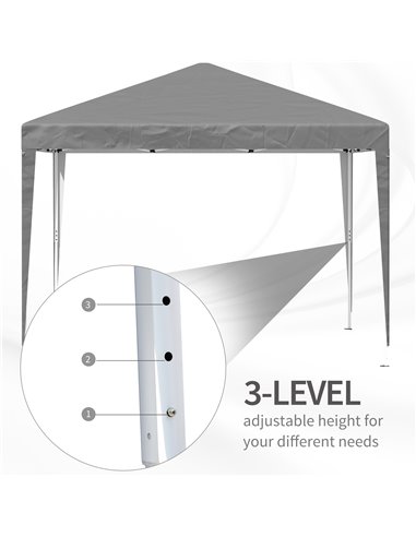 Outsunny 3 x 3 m Garden Pop Up Gazebo Marquee Party Tent Wedding Canopy, Height Adjustable with Carrying Bag, Grey 840-158V00GY