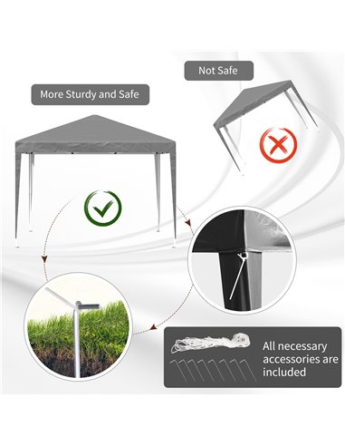 Outsunny 3 x 3 m Garden Pop Up Gazebo Marquee Party Tent Wedding Canopy, Height Adjustable with Carrying Bag, Grey 840-158V00GY