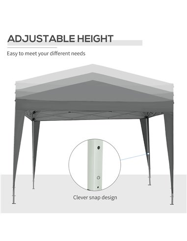 Outsunny 3 x 3 Meters Pop Up Water Resistant Gazebo Wedding Camping Party Tent Canopy Marquee with Carry Bag and 2 Windows, Grey