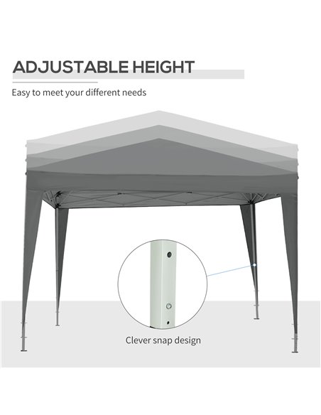 Outsunny 3 x 3 Meters Pop Up Water Resistant Gazebo Wedding Camping Party Tent Canopy Marquee with Carry Bag and 2 Windows, Grey - pic 52550 | FastDaddyshop