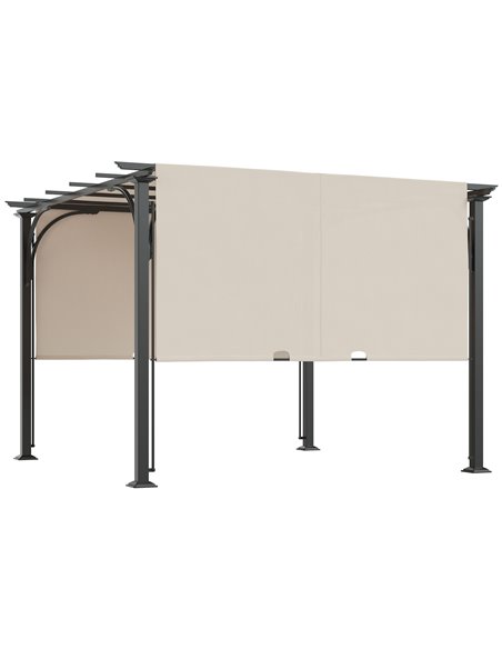 Outsunny 3 x 3(m) Outdoor Retractable Pergola, Beige 84C-282BG - pic 52551 | FastDaddyshop