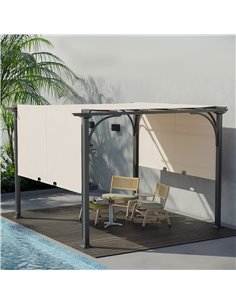 Outsunny 3 x 3(m) Outdoor Retractable Pergola, Beige 84C-282BG 2