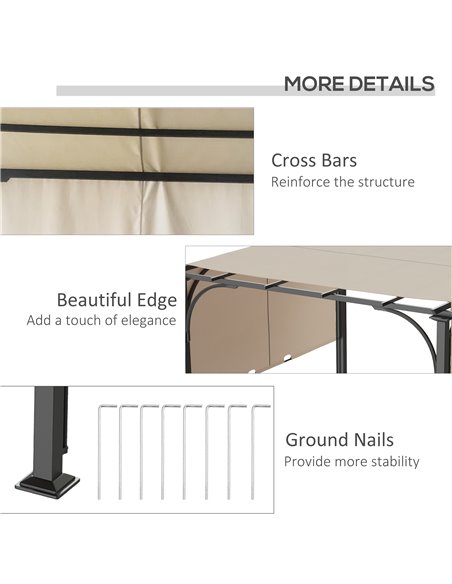 Outsunny 3 x 3(m) Outdoor Retractable Pergola, Garden Pergola Gazebo with Adjustable Canopy, Beige 84C-282BG - pic 52556 | FastDaddyshop