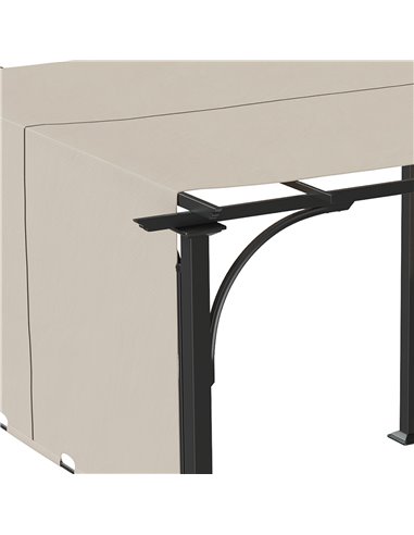 Outsunny 3 x 3(m) Outdoor Retractable Pergola, Garden Pergola Gazebo with Adjustable Canopy, Beige 84C-282BG