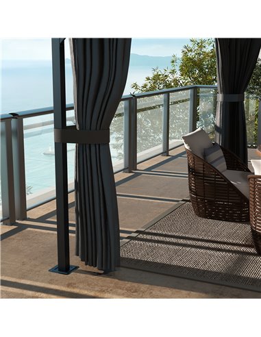 Outsunny Aluminium Frame 4 x 3(m) Polycarbonate Gazebo with Curtains, Nettings, Double Roof for Lawn, Yard, Patio, Deck, Brown 8