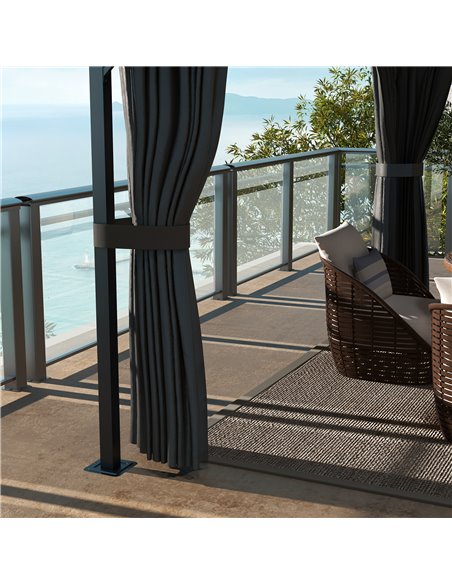 Outsunny Aluminium Frame 4 x 3(m) Polycarbonate Gazebo with Curtains, Nettings, Double Roof for Lawn, Yard, Patio, Deck, Brown 8 - pic 52576 | FastDaddyshop