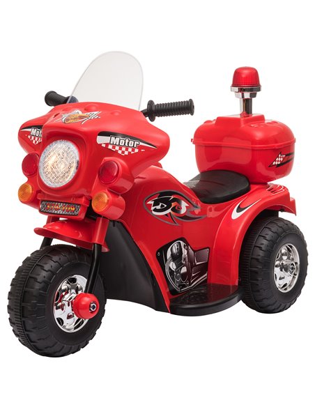HOMCOM Kids 6V Electric Ride On Motorcycle 3 Wheel Vehicle Lights Music Horn Storage Box Outdoor Toy for 18 - 36 Months Red - pic 5258 | FastDaddyshop