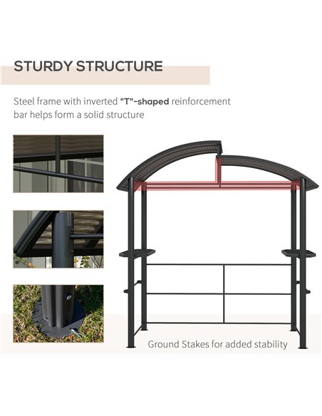 Outsunny 2.4 x 1.5m Outdoor Grill Gazebo with Side Shelves, PC Board Roof, Dark Grey 84C-237V01CG - pic 52583 | FastDaddyshop