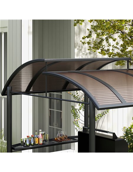 Outsunny 2.4 x 1.5m Outdoor Grill Gazebo with Side Shelves, PC Board Roof, Dark Grey 84C-237V01CG - pic 52584 | FastDaddyshop