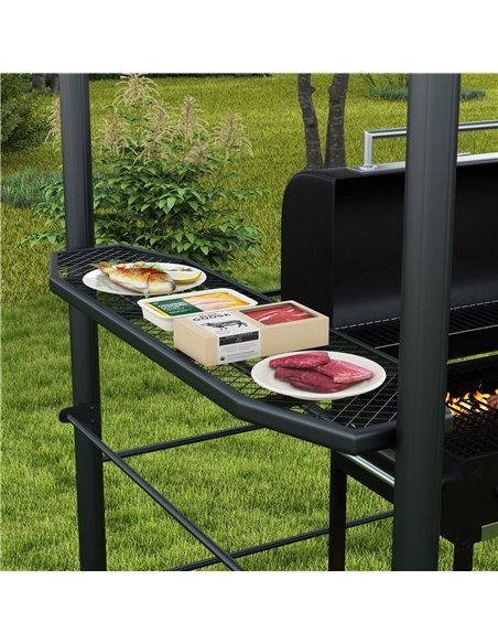 Outsunny 2.4 x 1.5m Outdoor Grill Gazebo with Side Shelves, PC Board Roof, Dark Grey 84C-237V01CG - pic 52585 | FastDaddyshop