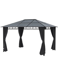 Outsunny 3 x 4m Hardtop Gazebo Garden Pavilion with Curtains, Grey 84C-212V02CG