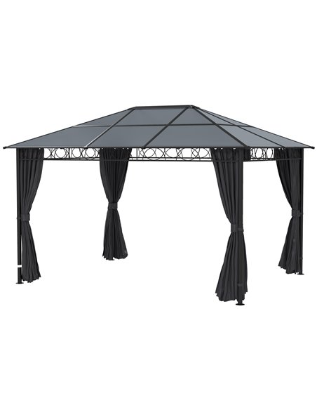 Outsunny 3 x 4m Hardtop Gazebo Garden Pavilion with Curtains, Grey 84C-212V02CG - pic 52587 | FastDaddyshop