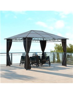Outsunny 3 x 4m Hardtop Gazebo Garden Pavilion with Curtains, Grey 84C-212V02CG 2