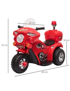 HOMCOM Kids 6V Electric Ride On Motorcycle 3 Wheel Vehicle Lights Music Horn Storage Box Outdoor Toy for 18 - 36 Months Red 2