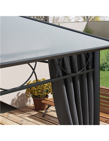 Outsunny Hardtop Gazebo Garden Pavilion with UV Resistant Polycarbonate Roof, Curtains, Steel & Aluminium Frame, 3 x 4m, Grey 84 - pic 52594 | FastDaddyshop