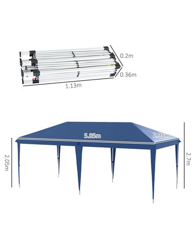 Outsunny 6 x 3(m) Garden Large Gazebo Canopy Waterproof Outdoor Party Tent Marquee 84C-118V03BU