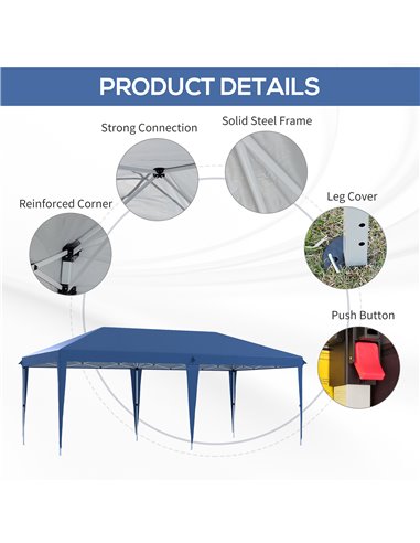 Outsunny 6 x 3(m) Garden Large Gazebo Canopy Waterproof Outdoor Party Tent Marquee 84C-118V03BU