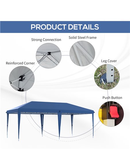 Outsunny 6 x 3(m) Garden Large Gazebo Canopy Waterproof Outdoor Party Tent Marquee 84C-118V03BU - pic 52600 | FastDaddyshop