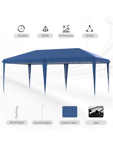 Outsunny 6 x 3(m) Garden Large Gazebo Canopy Waterproof Outdoor Party Tent Marquee 84C-118V03BU