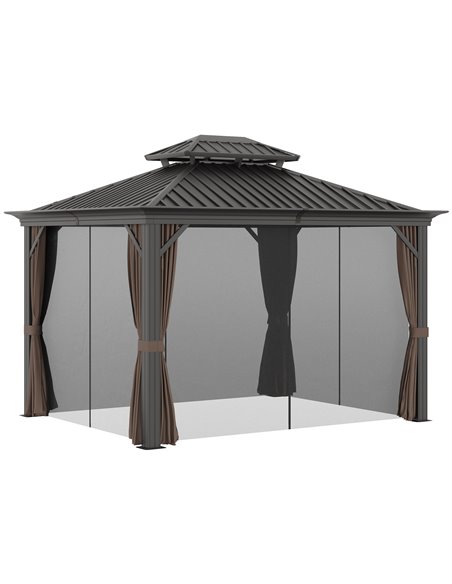 Outsunny 3.65 x 3m Aluminium Hardtop Gazebo, Brown 84C-204V02BN - pic 52614 | FastDaddyshop